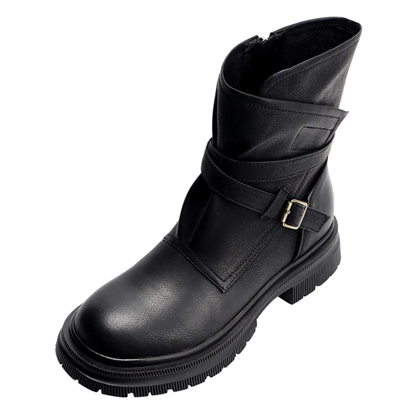 复古帅气百搭加绒交叉带 短靴 女款