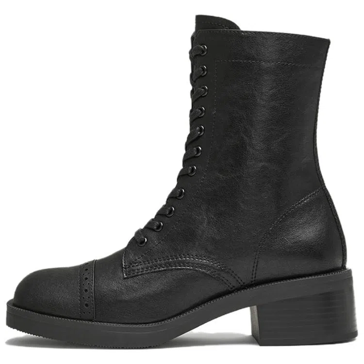 他她 时尚潮流休闲百搭 马丁靴 女款 黑色