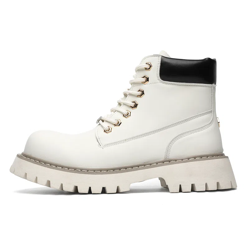 马丁靴男女同款情侣短靴 增高大黄靴 英伦风侧拉链户外登山工装靴