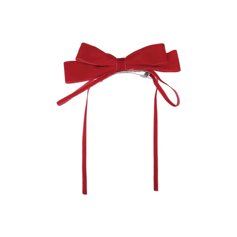 芒果饰品 圣诞红蝴蝶结 毛绒 发夹 女款