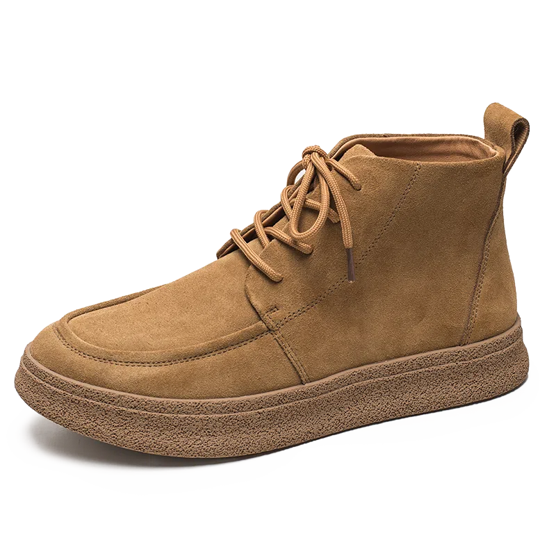 威世米邦 牛反绒 厚底百搭潮流复古英伦风一脚蹬户外雪地加绒保暖 短筒 切尔西靴 中跟 男款