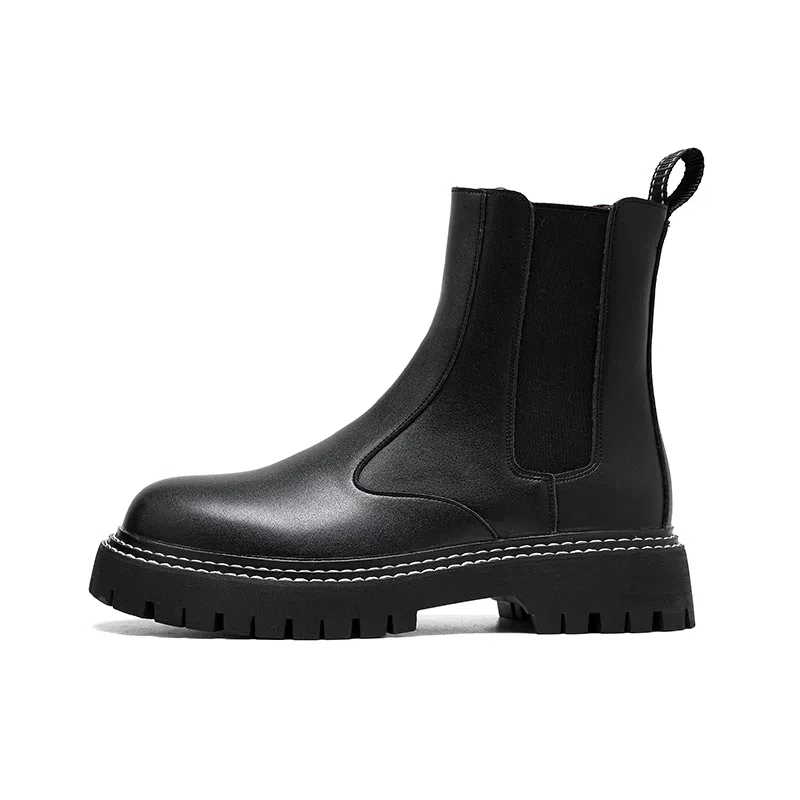 卡奇奥蒂 超纤皮 英伦百搭 简约潮流 防滑减震 高筒 切尔西靴 男款 黑色