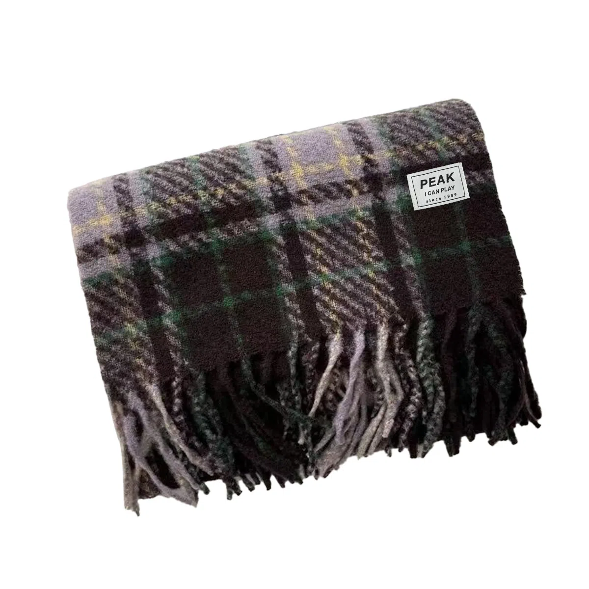 匹克 秋冬季流苏格子撞色英伦风加厚防寒保暖 绒线围巾（礼盒可选） 男女同款情侣款