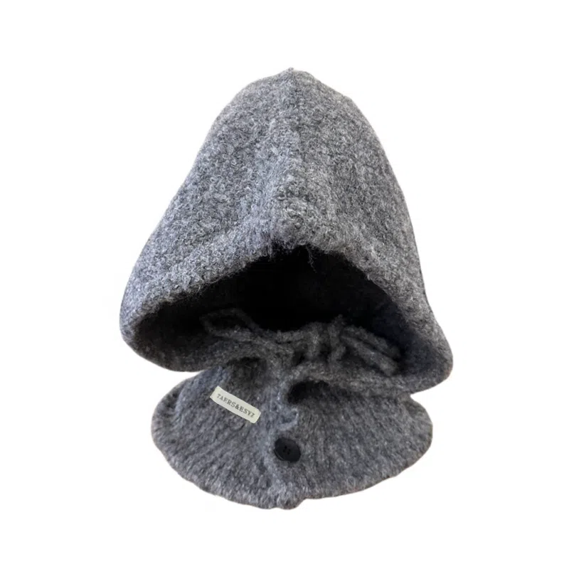 北极绒 韩版巴拉克拉法帽秋冬一体加厚保暖针织护耳帽时尚百搭款 羊毛混纺 斗篷帽 女款