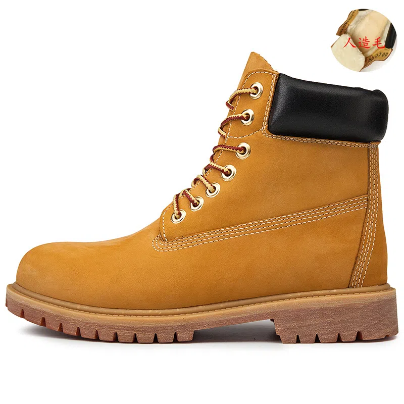 季公羊 牛皮革 时尚潮流 简约经典 短筒 马丁靴 男女同款 麦色