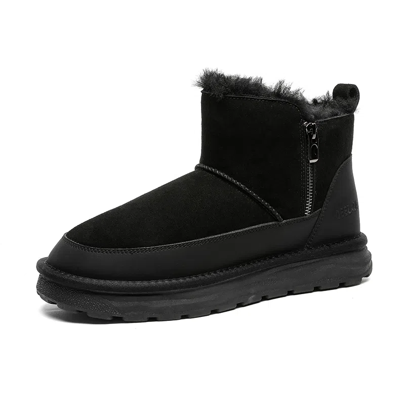 威世米邦 保暖防滑 厚底百搭拉链加绒加厚 短筒 雪地靴 男款