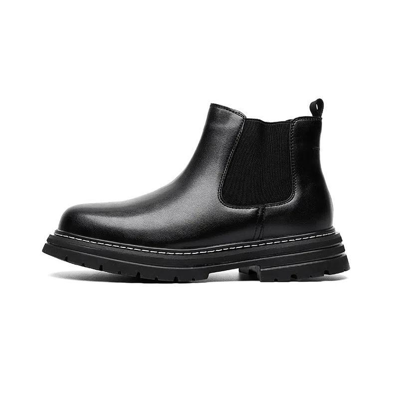 卡奇奥蒂 超纤皮 英伦时尚 舒适百搭 减震耐磨 短中筒 切尔西靴 男款 黑色
