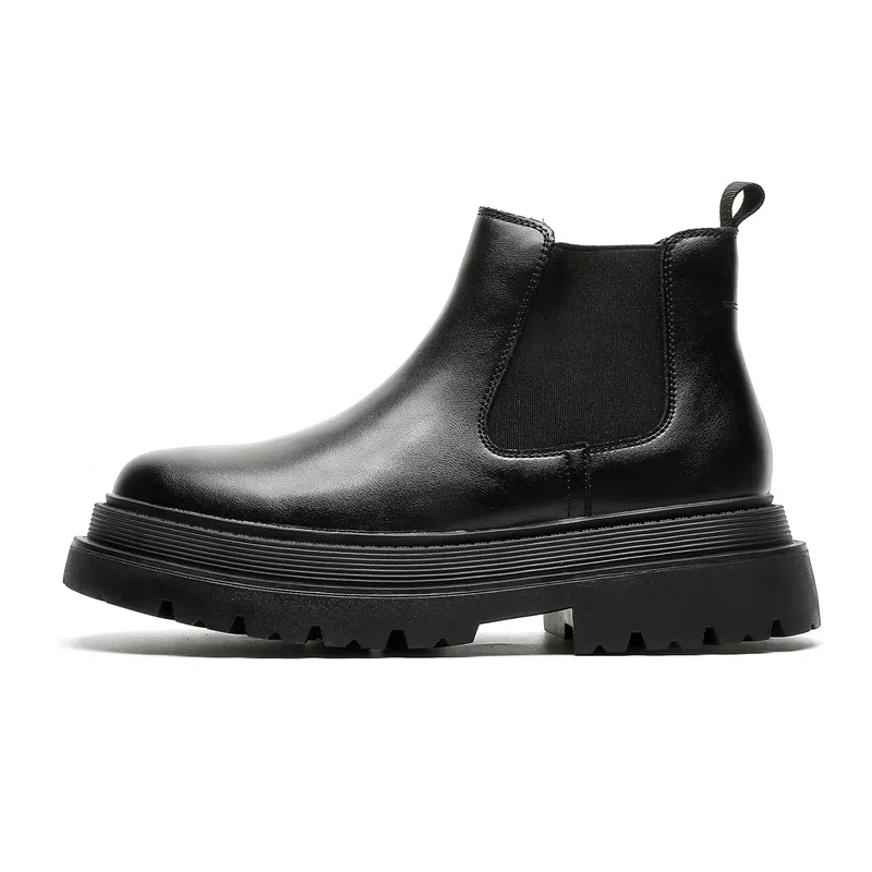 罗蒙 超纤皮 通勤百搭 短筒 切尔西靴 男款 黑色