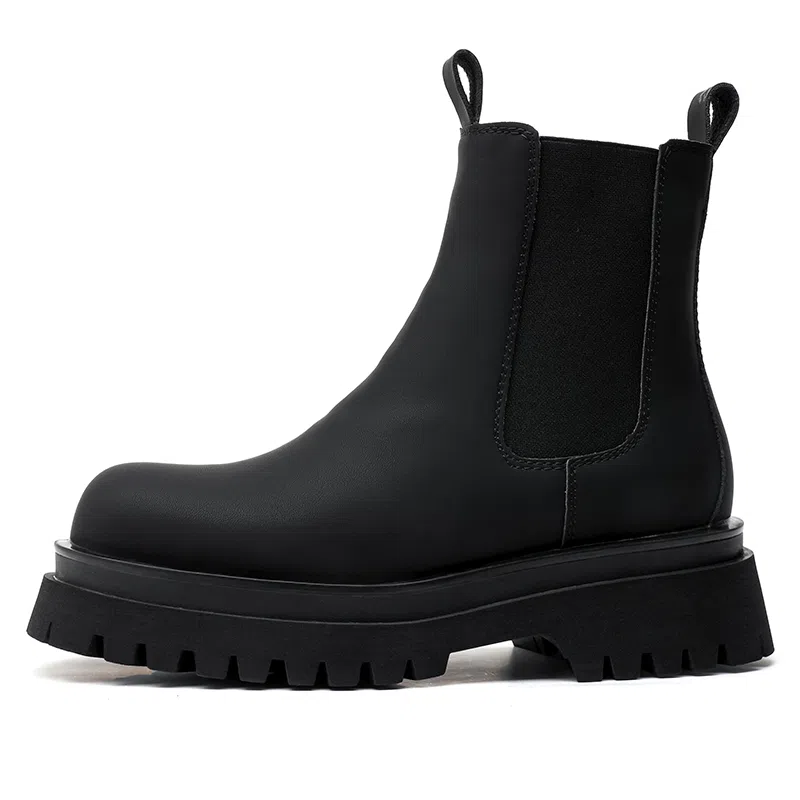 驰狼 时尚百搭 切尔西靴 男款 雾面磨砂黑