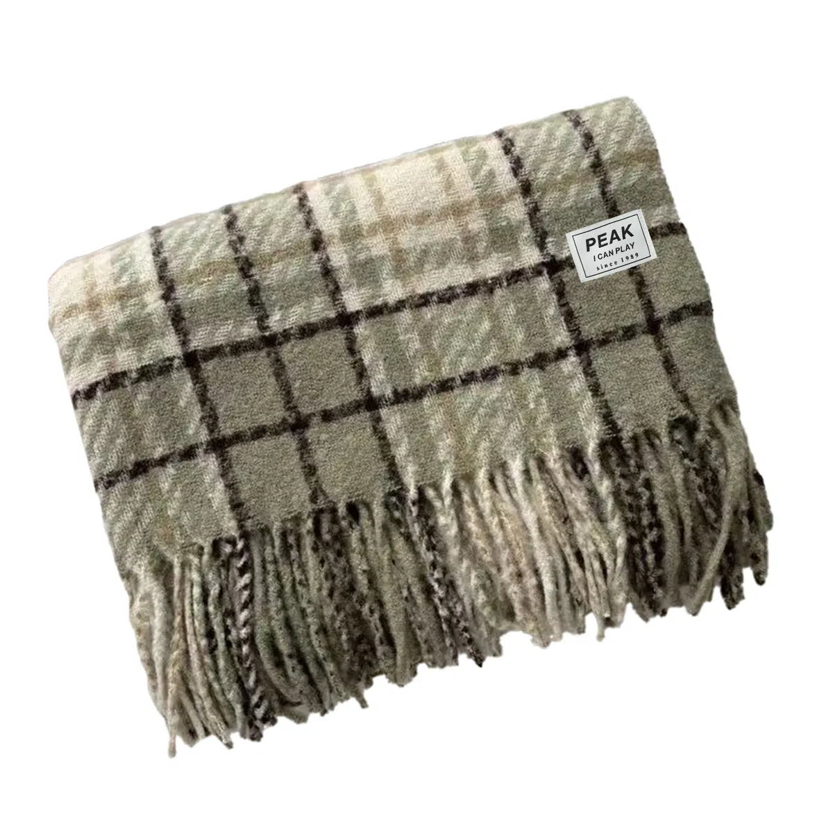 匹克 秋冬季流苏格子撞色英伦风加厚防寒保暖 绒线围巾（礼盒可选） 男女同款情侣款