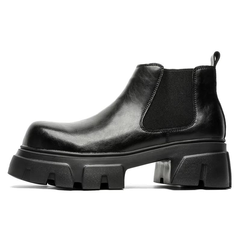 威世米邦 超纤皮 百搭通勤潮流 短筒 切尔西靴 男款 黑色