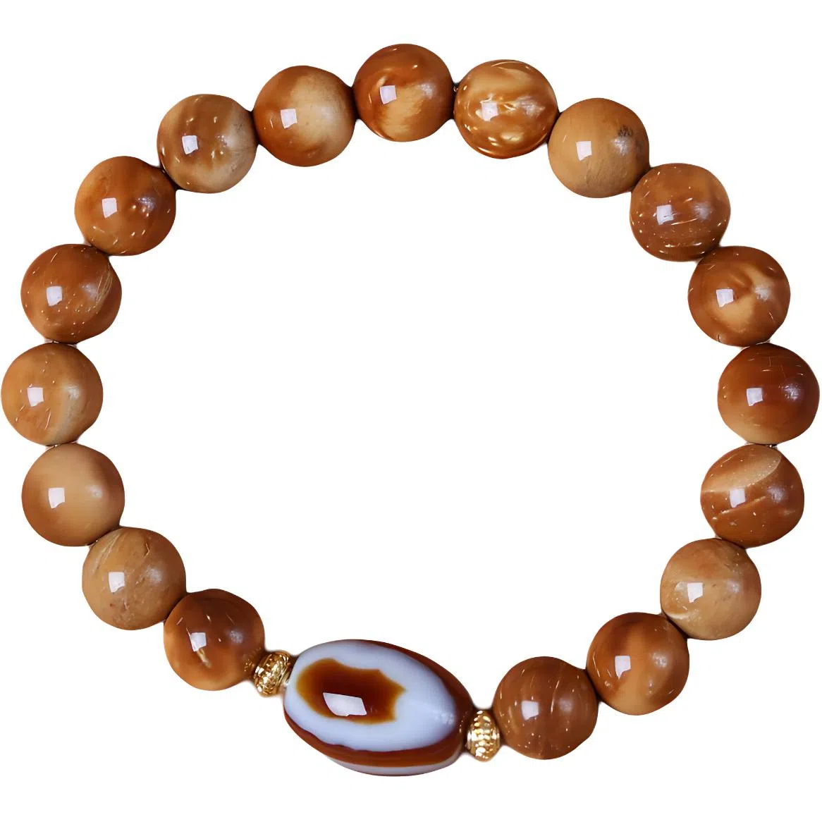 書卓 顶级飘花  搭配玛瑙天珠  天然棕眼棕线 新中式国风气质#好运 库克 手串 男女同款情侣款