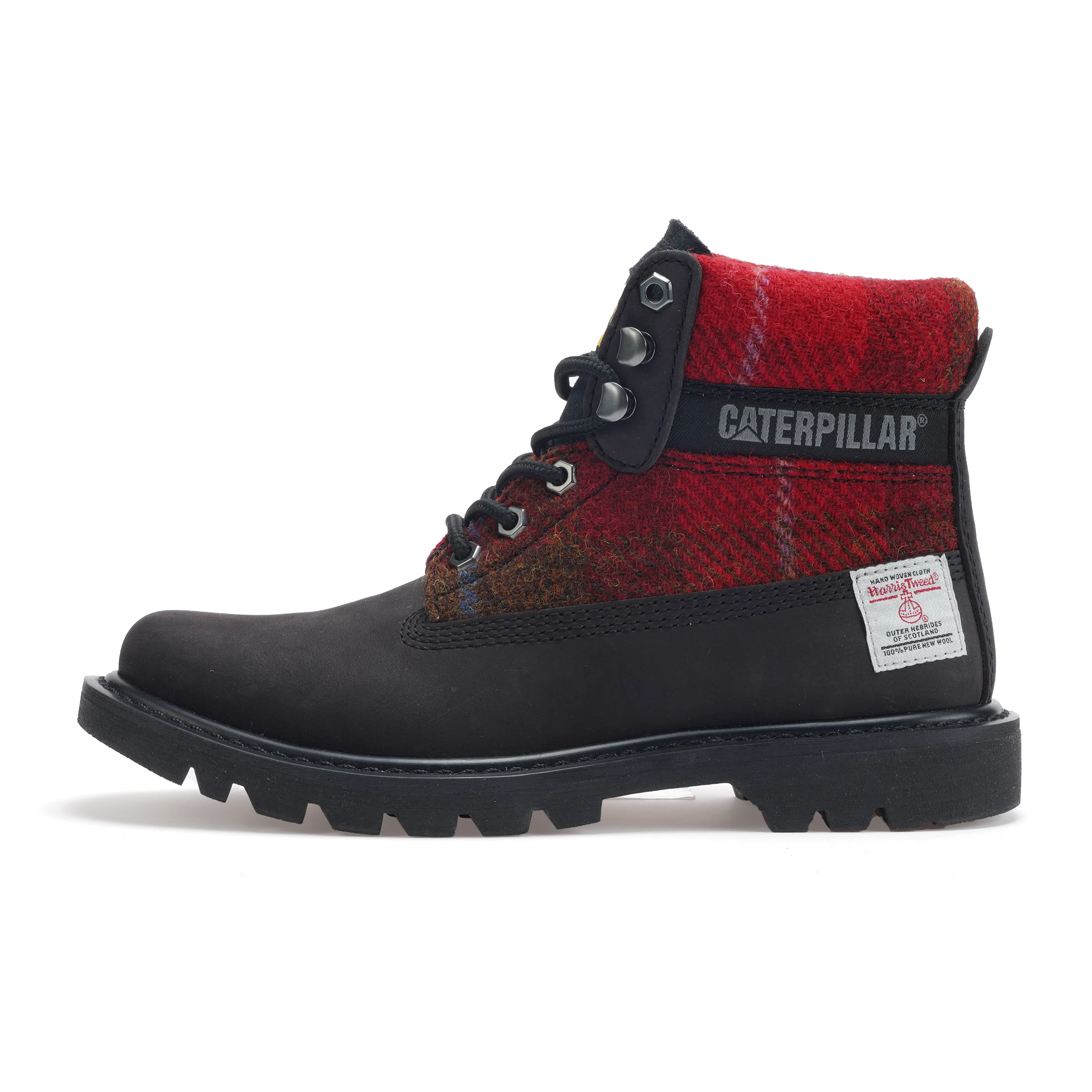 HarrisTweed x CAT Outdoor Work Boot Red Black