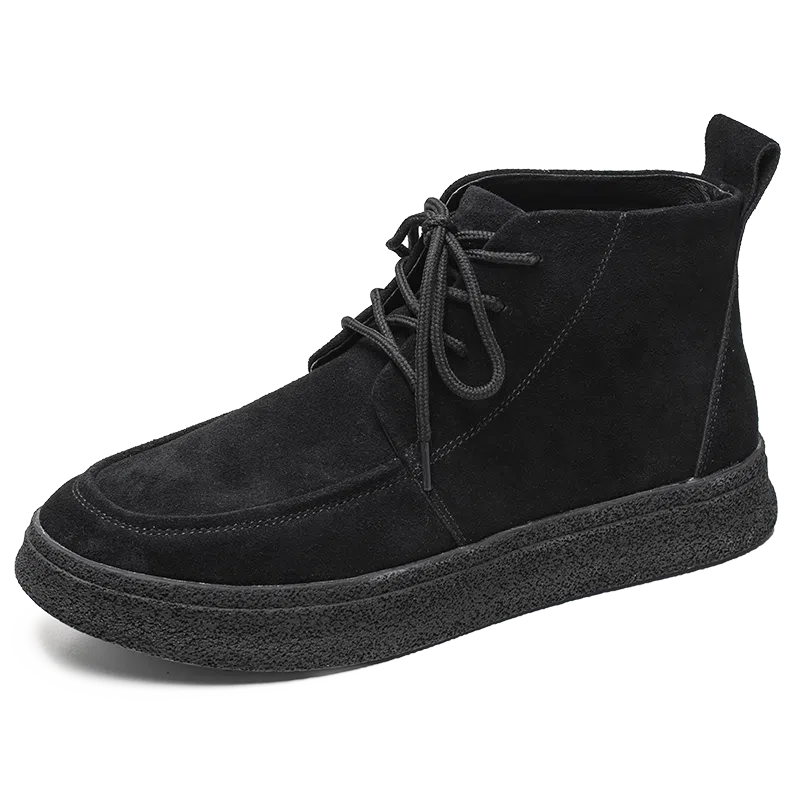 威世米邦 牛反绒 厚底百搭潮流复古英伦风一脚蹬户外雪地加绒保暖 短筒 切尔西靴 中跟 男款