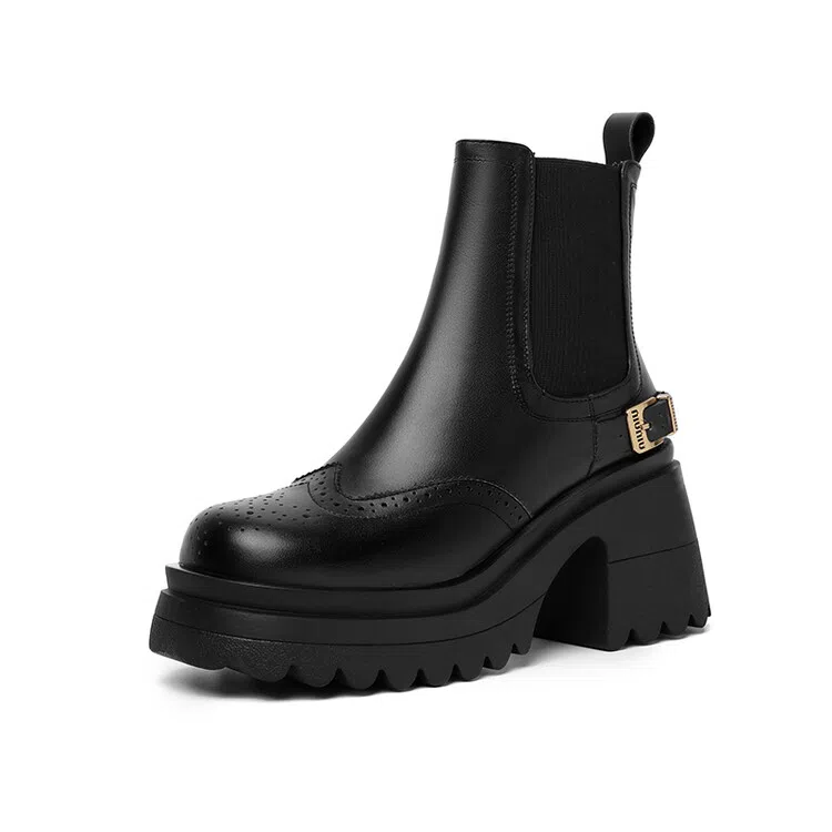 苏颜娇 头层牛皮 百搭时尚 短筒 切尔西靴 女款