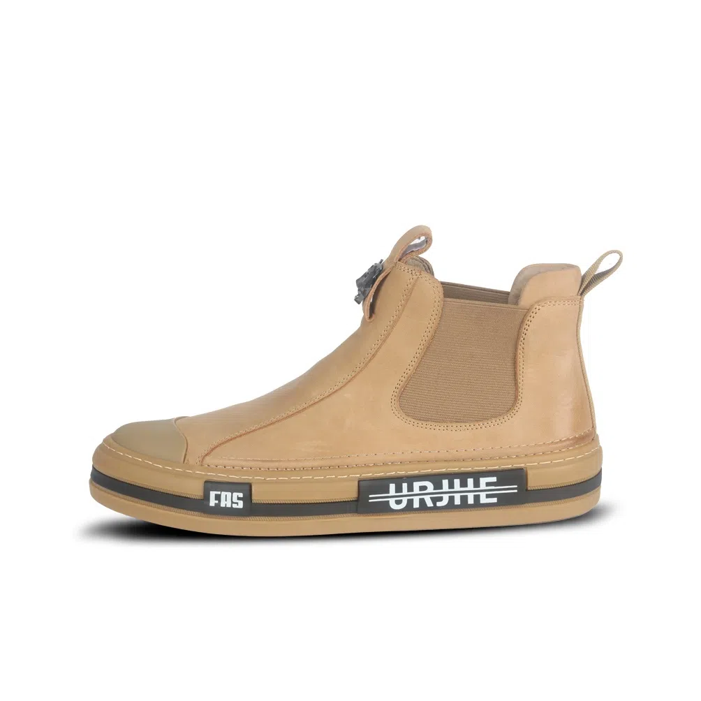 泰点 头层牛皮 复古百搭舒适 短筒 切尔西靴 厚底增高 男款 黑色