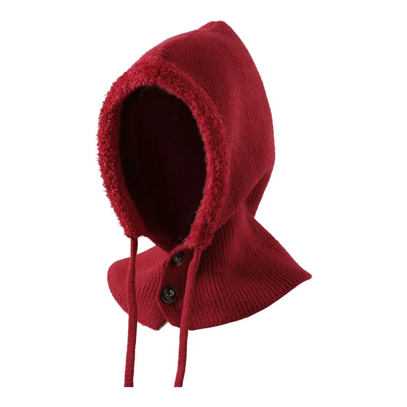 浪莎 冬季女巴拉克拉法帽韩系百搭包头帽围脖一体帽骑车东北防寒保暖护颈护耳帽毛线针织帽 加厚 帽子 女款