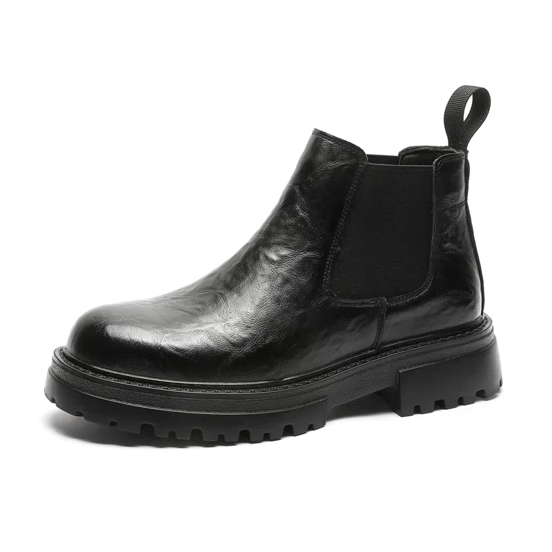 威世米邦 超纤皮 厚底百搭时尚中帮马丁英伦风户外 短筒 切尔西靴 中跟 男款