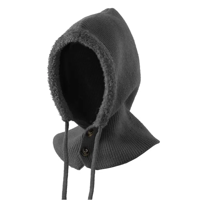 浪莎 冬季女巴拉克拉法帽韩系百搭包头帽围脖一体帽骑车东北防寒保暖护颈护耳帽毛线针织帽 加厚 帽子 女款