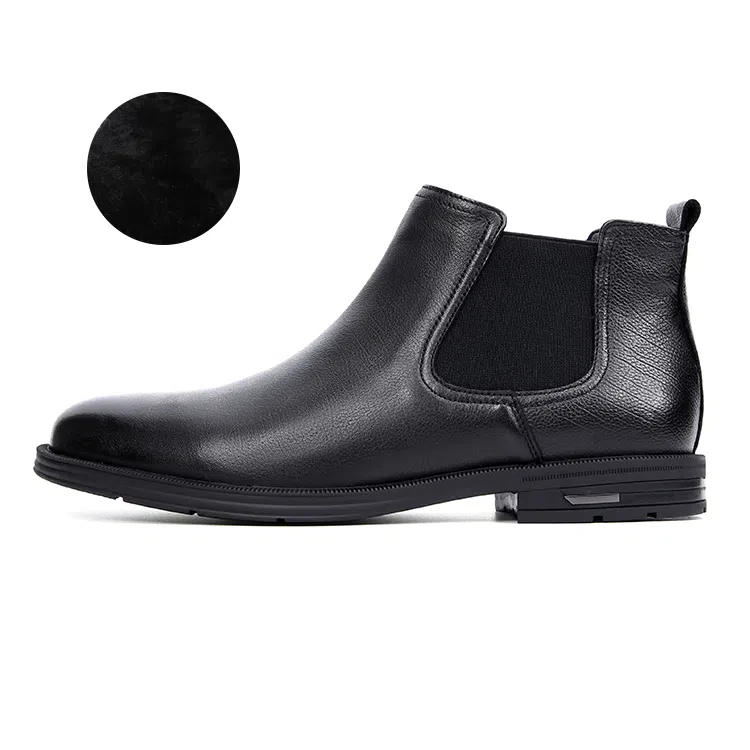 凯玛龙 牛皮革 时尚舒适 短筒 切尔西靴 男款 黑色