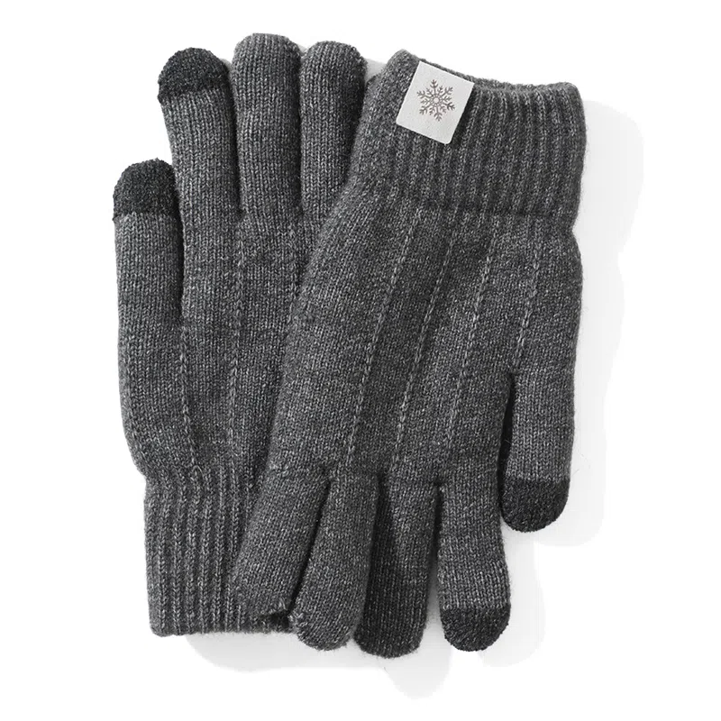 俞兆林 加厚保暖开车 户外骑行电动车防风防寒简约百搭加绒针织可触屏 锦纶 绒线手套 男款