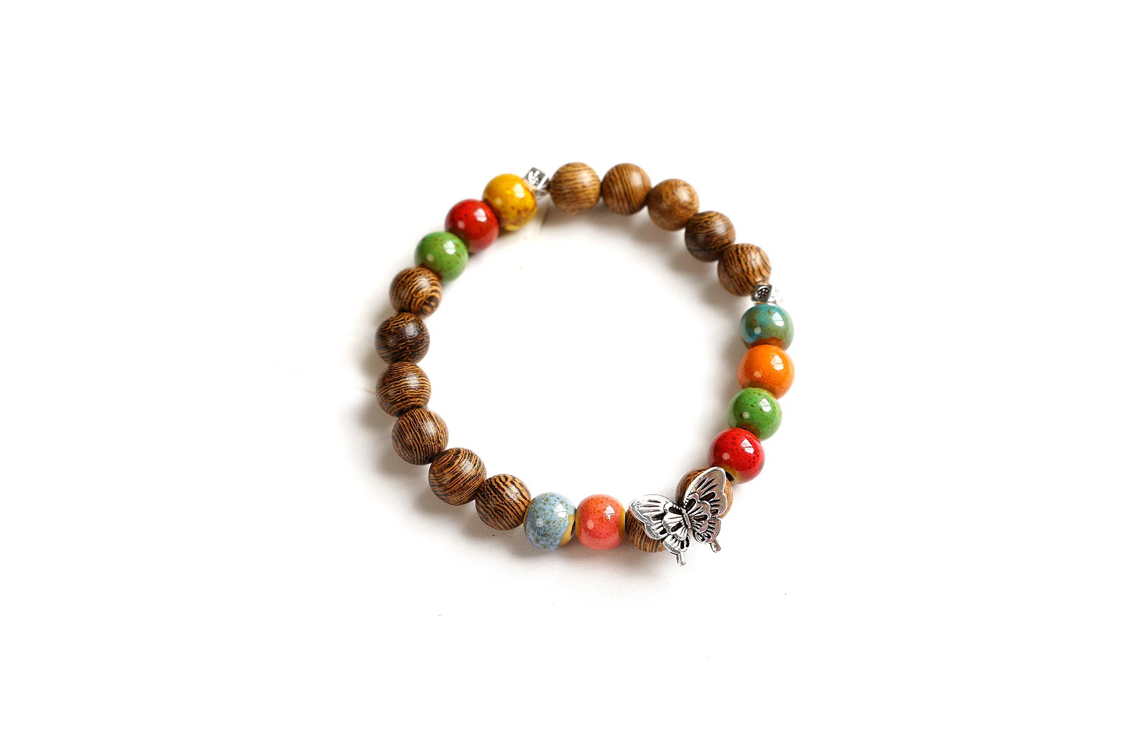 金瑞邦 新中式国潮 元气朵朵精准桃花偶遇佳侣 校园穿搭高级感桃运蝴蝶好运 檀木 手串 男女同款情侣款