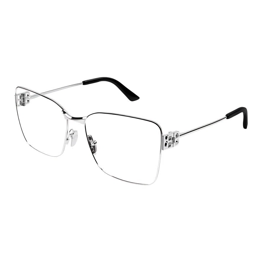 Balenciaga Double B Metal Optical Frame Silver