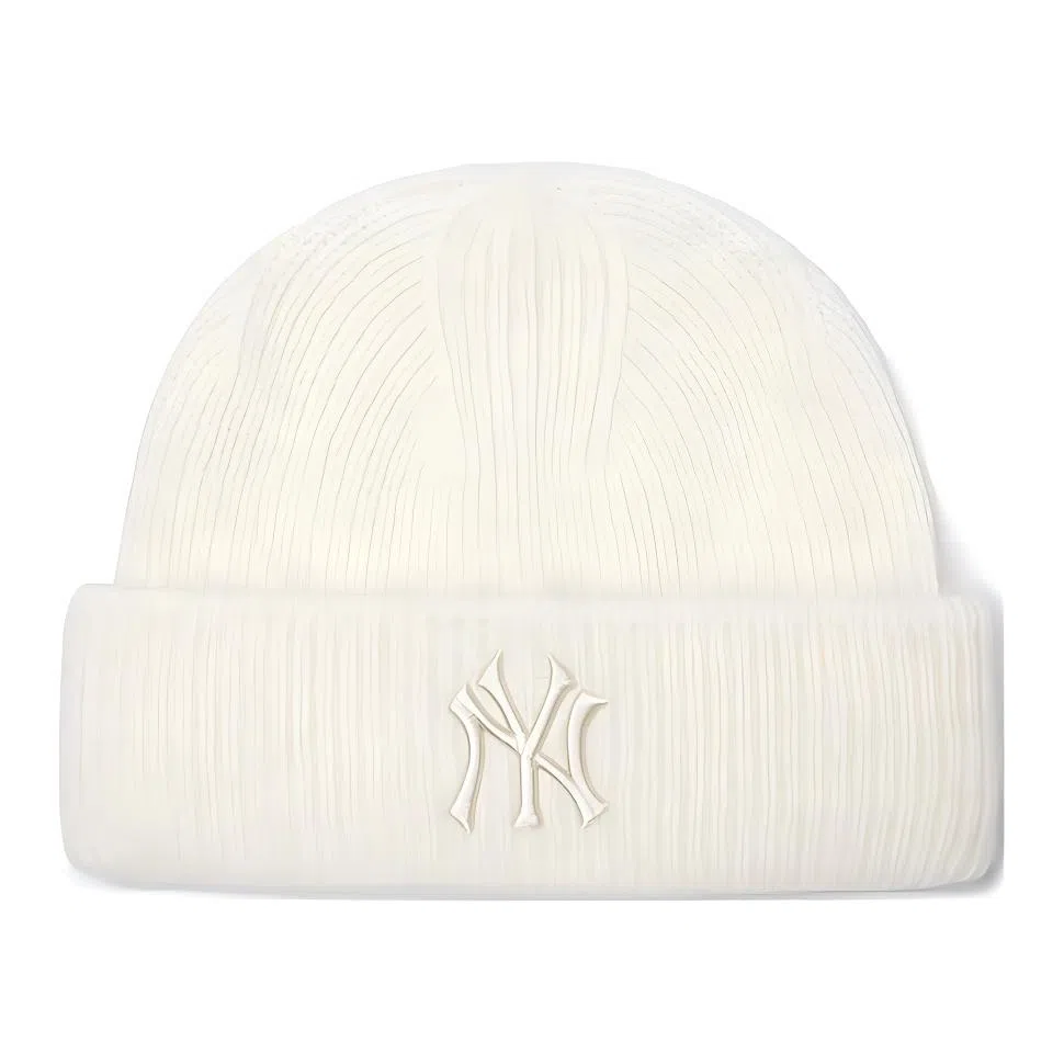 MLB Yankees Ribbed Knit Beanie White
