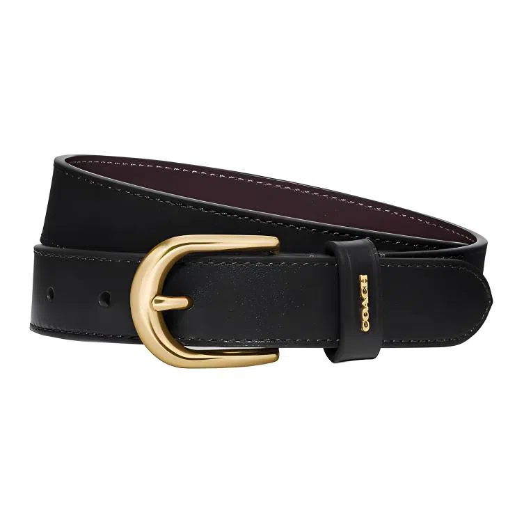 COACH C Letter Smooth Buckle Belt Black 2.5cm