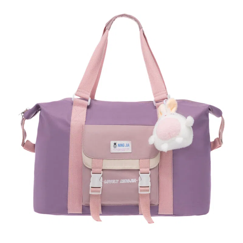 行途 防泼水旅行包大容量时尚潮流牛津布单肩包休闲简约可爱挂件健身包 中号 女款 多色