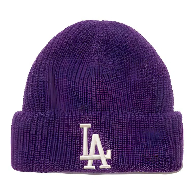 MLB Embroidered Logo Knit Beanie Purple