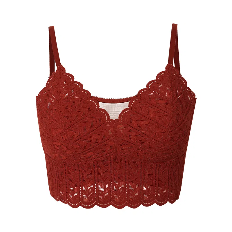 内在密码 法式蕾丝红色小胸聚拢本命年无钢圈防下垂性感内衣 女款