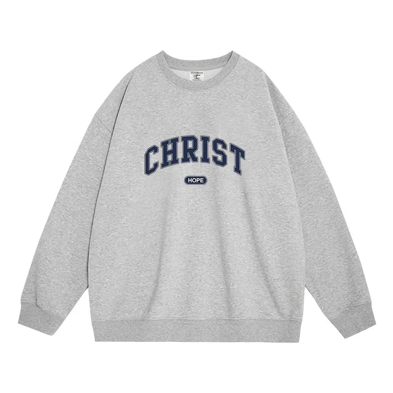 莫代尔 舒适亲肤卡通潮流嘻哈时尚印花简约休闲圆领长袖可外穿打底衣 男女同款