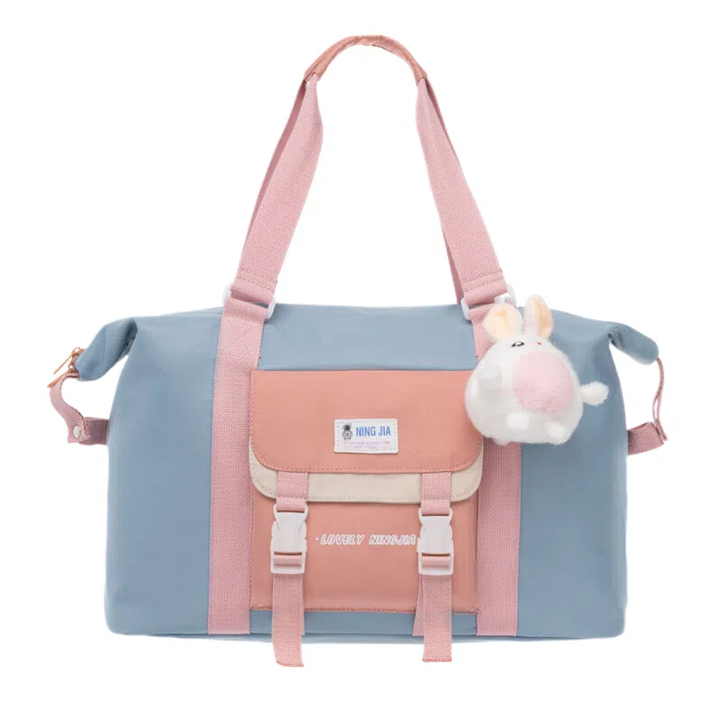 行途 防泼水旅行包大容量时尚潮流牛津布单肩包休闲简约可爱挂件健身包 中号 女款 多色