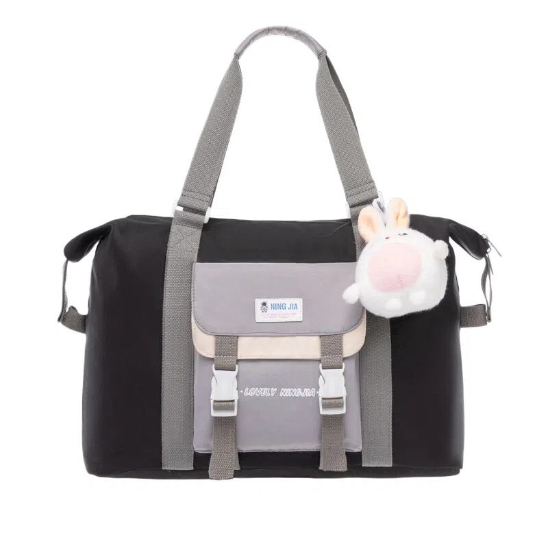 行途 防泼水旅行包大容量时尚潮流牛津布单肩包休闲简约可爱挂件健身包 中号 女款 多色