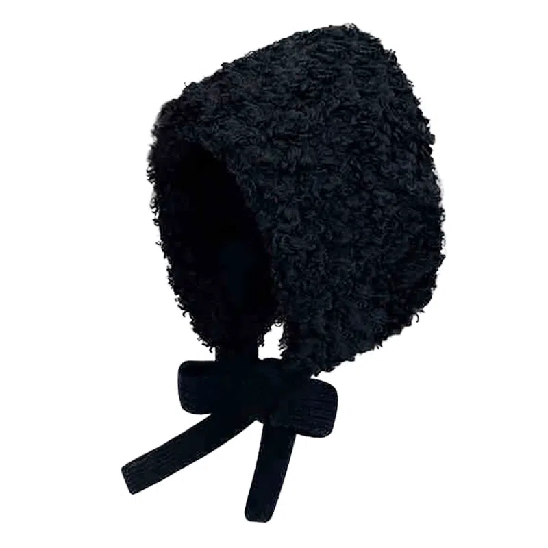 浪莎 可爱 护耳 保暖个性百搭帽子 冬季防寒纯色套头帽 聚酯纤维 毛绒帽 女款