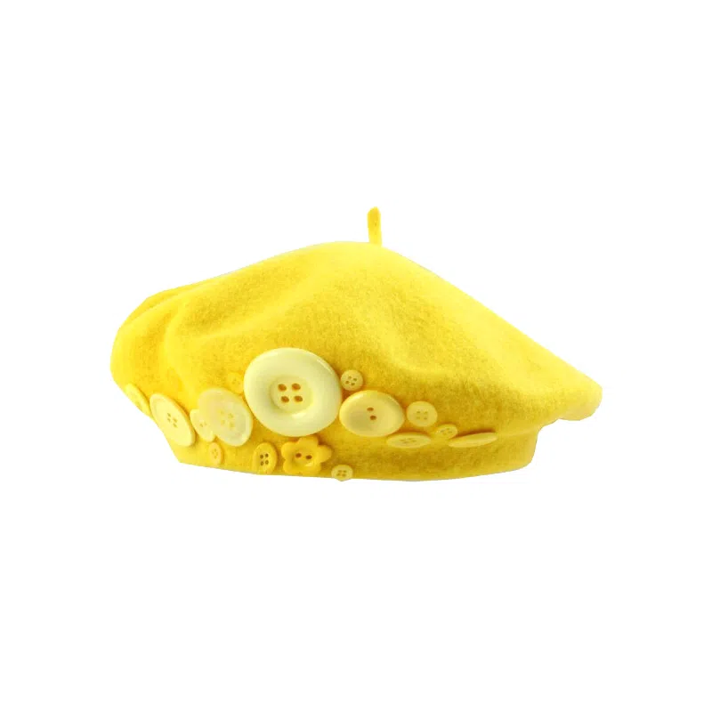 山一丸 冬季咖啡棕色毛呢复古秋冬气质百搭纽扣画家帽子 羊毛 贝雷帽 女款