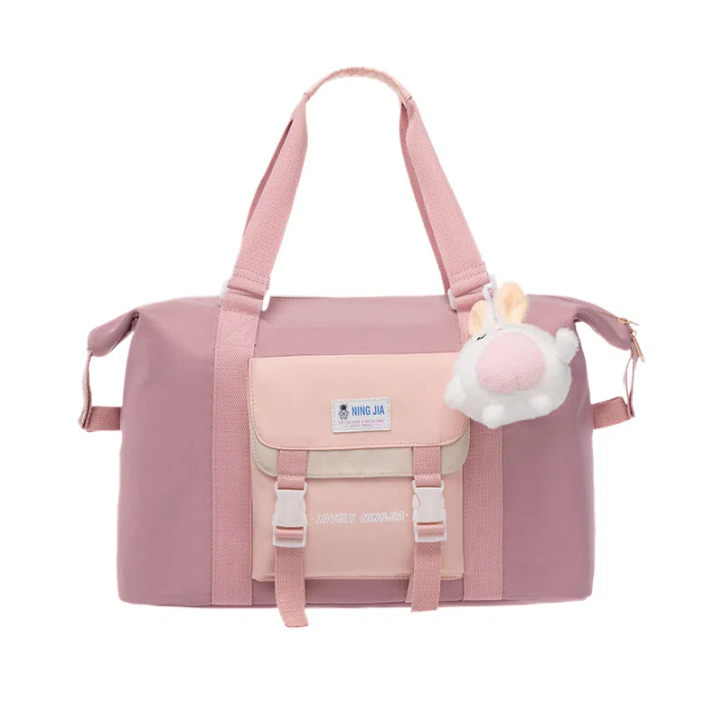 行途 防泼水旅行包大容量时尚潮流牛津布单肩包休闲简约可爱挂件健身包 中号 女款 多色