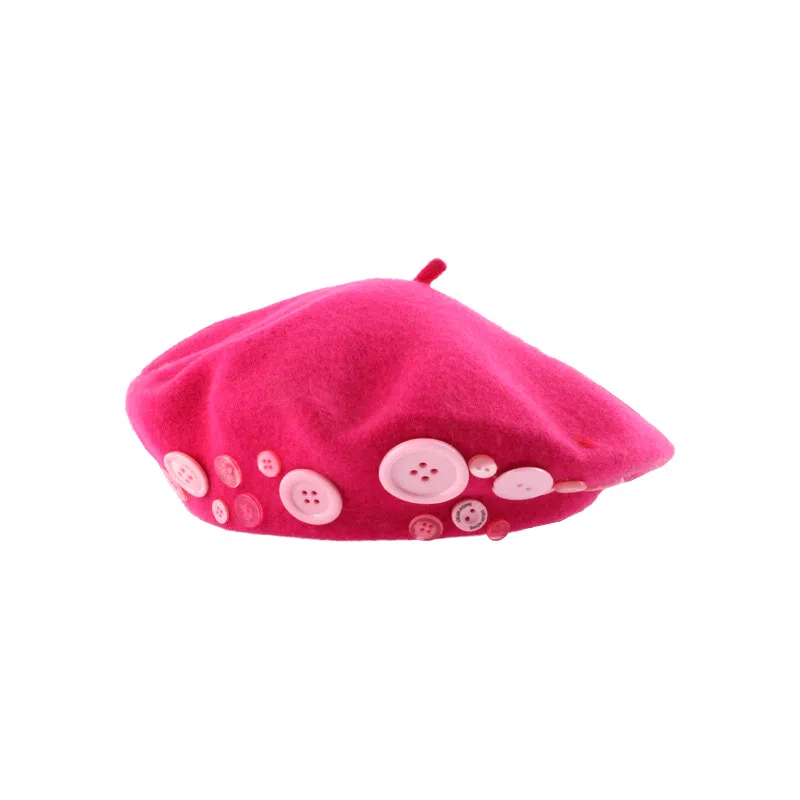 山一丸 冬季咖啡棕色毛呢复古秋冬气质百搭纽扣画家帽子 羊毛 贝雷帽 女款