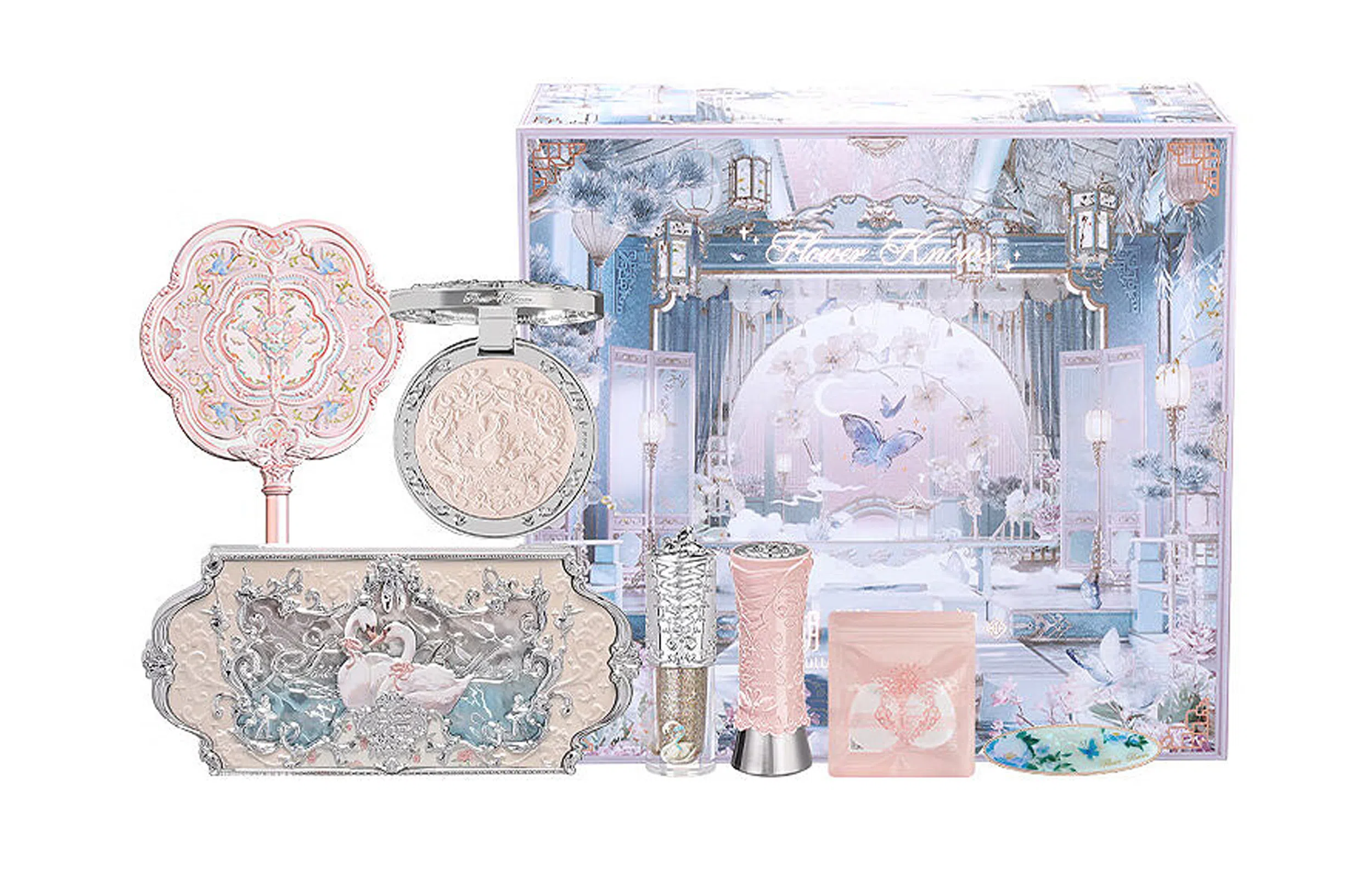 花知晓 白羽蝴蝶云肩礼盒彩妆套装 自然持久