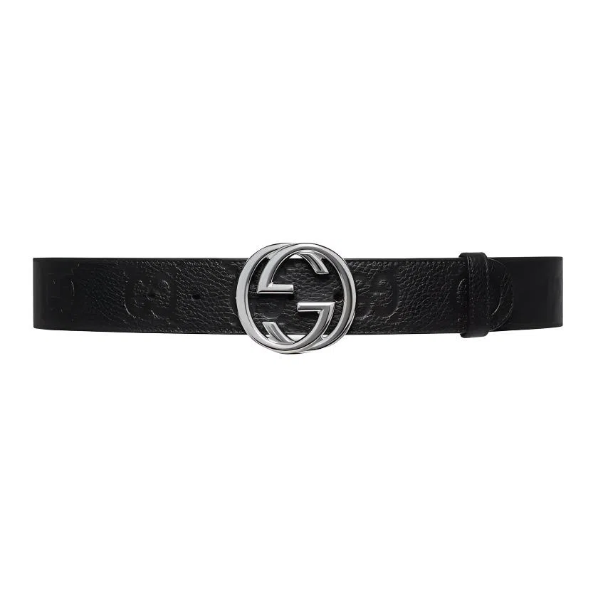 GUCCI Logo Print Belt Black 4CM
