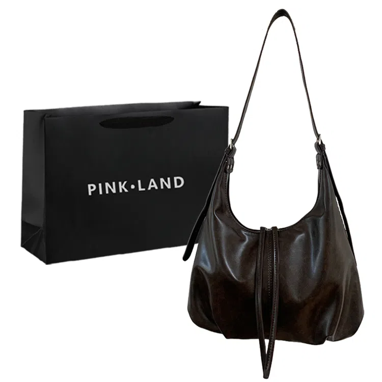 PINK LAND Vintage PU Crossbody Bag Black Brown