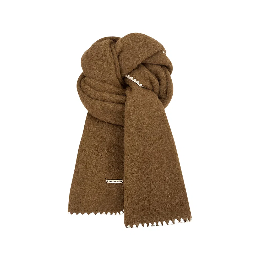 心水好物 羊毛混纺 韩系冬季氛围感锁边保暖防寒软糯亲肤 绒线围巾 男女同款情侣款