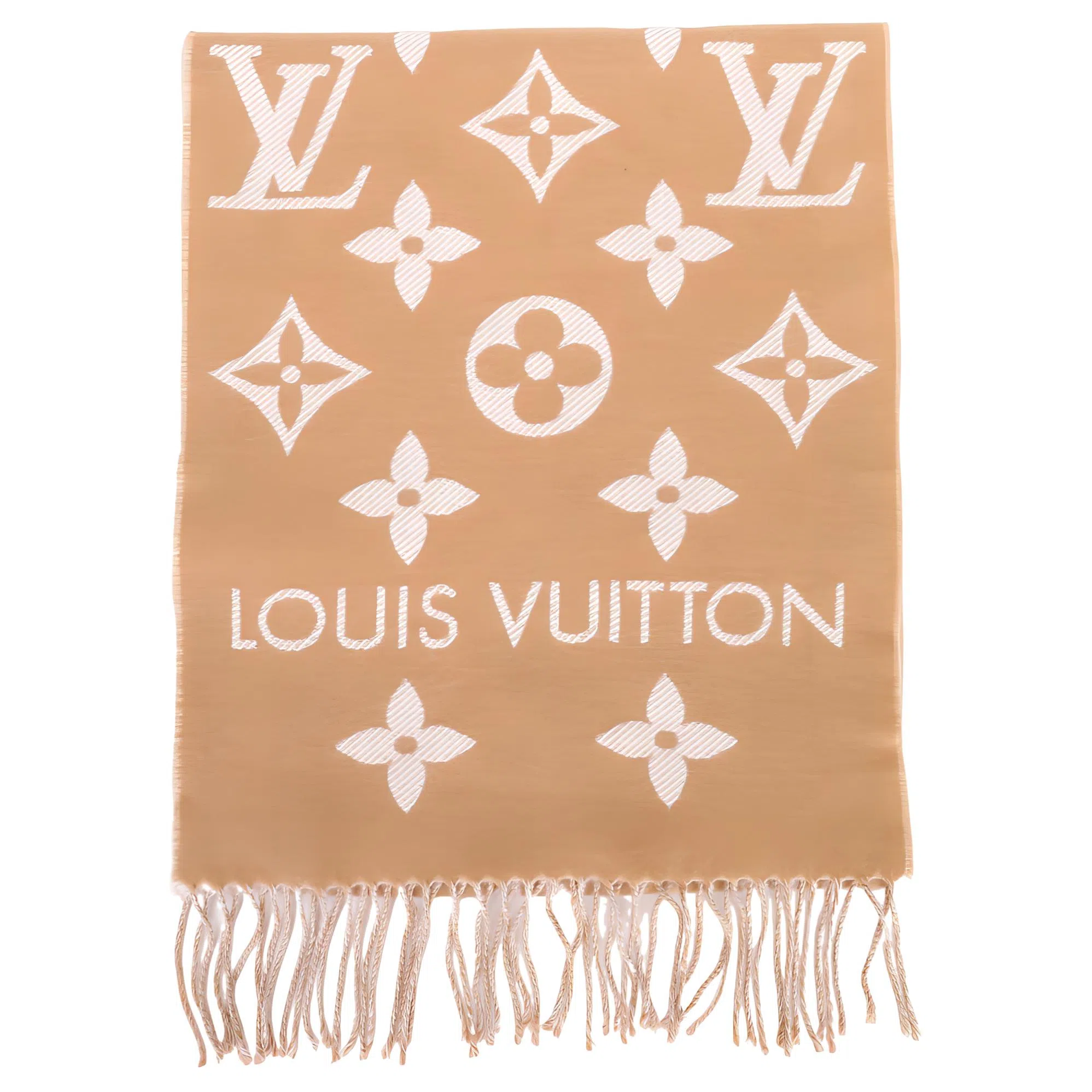 Louis Vuitton Monogram Tassel Scarf Brown