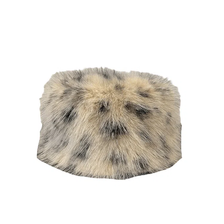 山一丸 豹纹毛绒秋冬仿皮草斑点豹纹包头帽韩版保暖护耳盆帽子潮 腈纶 渔夫帽 女款