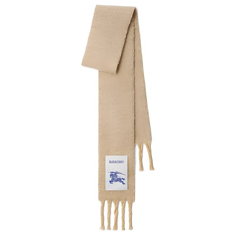 Burberry Logo Wool Scarf Beige