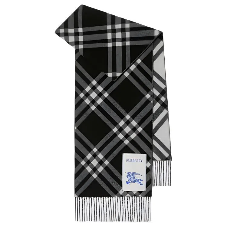 Burberry Logo Cashmere Scarf Black