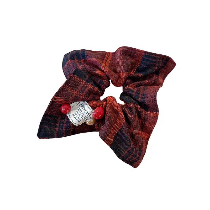 水中玉 格纹大肠发圈扎头马尾发绳头圈高弹力耐用皮筋发饰#好运 布艺 头绳 女款