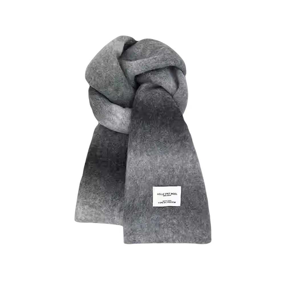 心水好物 韩系秋冬针织渐变色软糯亲肤保暖防寒 羊毛混纺 绒线围巾 男女同款情侣款