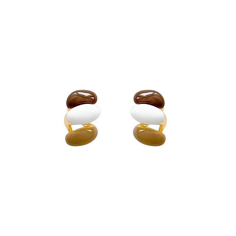 彤彤兔 几何耳钉简约韩系复古美拉德风滴油小巧女个性高级感百搭 树脂 耳环 女款